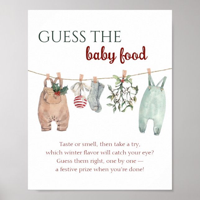 Affiche Vêtements de Noël Devinez la nourriture pour bébé (Devant)