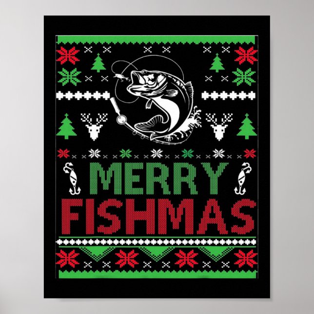 Affiche Vêtements de Noël pour la pêche laids B Poisson  (Devant)