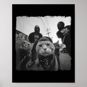 Affiche Vêtements de rue Chats Gangster Motif de Chat Drôl
