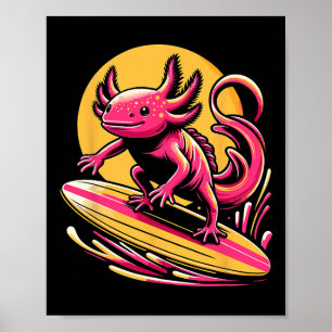 Affiche Vêtements de surf Axolotl Planche de surf Surfeur