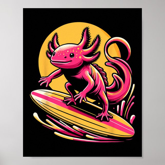 Affiche Vêtements de surf Axolotl Planche de surf Surfeur  (Devant)