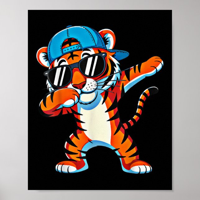 Affiche Vêtements de tigre de dabbing cool Mignon Animaux  (Devant)