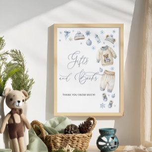 Affiche Vêtements d'hiver Baby shower livre cadeau