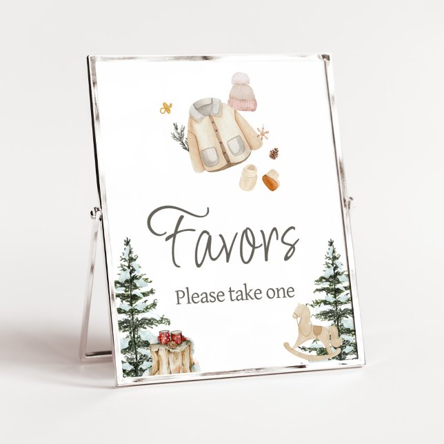 Affiche Vêtements d'hiver Son froid hors Baby shower favor (Merry Little Winter Baby Clothes Baby Shower Favors Sign)