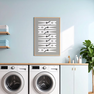 Affiche Vêtements Pins noir blanc et gris Lave-linge Art