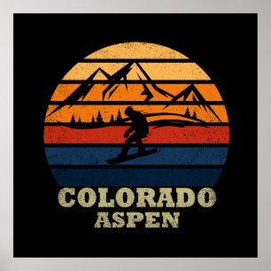 Affiche Vétéran du snowboard d'Aspen Colorado