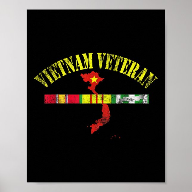 Affiche Vétéran du Vietnam Drapeau Usa Mémorial Patriotiqu (Devant)