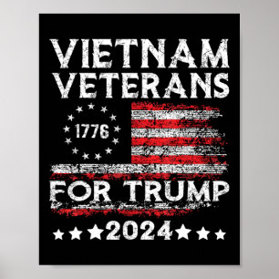 Affiche Vétérans du Vietnam pour Trump 2025 Drapeau Améric