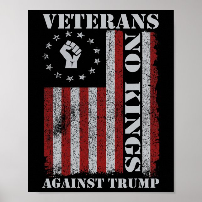 Affiche Vétérans Militaires Protestent Drapeau États-Unis  (Devant)