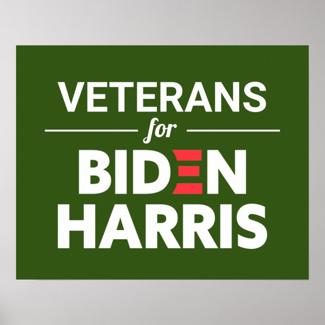 Affiche Vétérans pour Biden Harris Texte personnalisé vert (Devant)