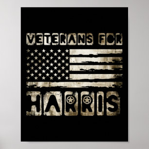 Affiche Vétérans vintages Pour Harris 2024 Vets Militaires
