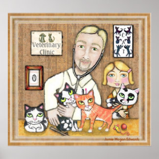 Affiche Vétérinaire avec chatons