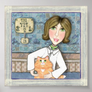 Affiche Vétérinaire Avec Ginger Persian Chat