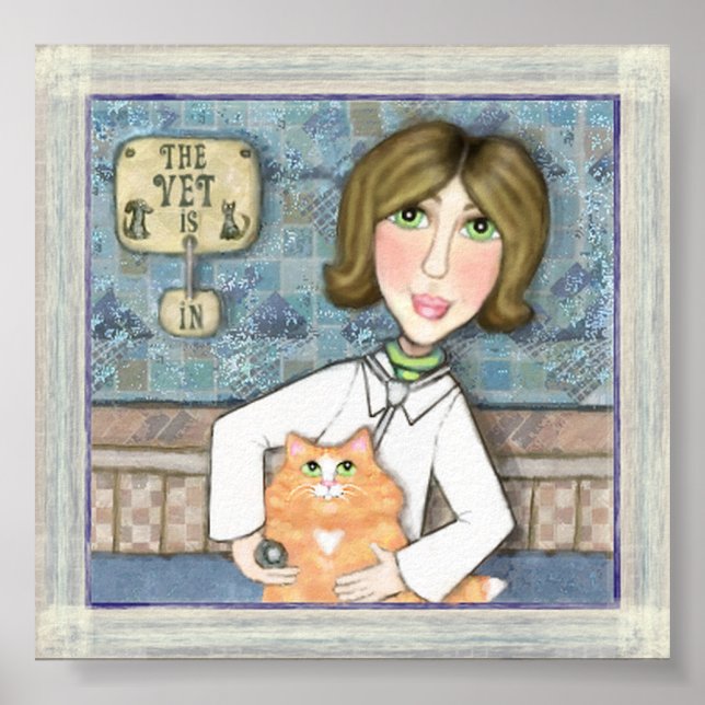 Affiche Vétérinaire Avec Ginger Persian Chat (Devant)