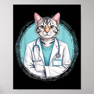 Affiche Vétérinaire félin médecin pour chats stéthoscope m