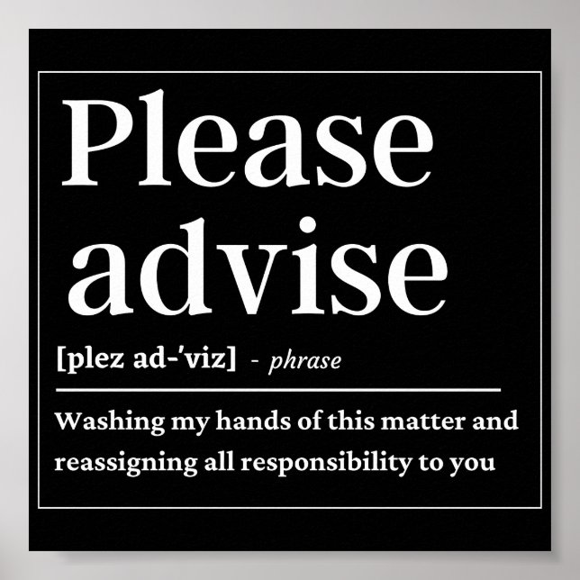 Affiche Veuillez Aviser La Définition Drôle (Devant)