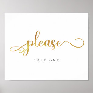 Affiche Veuillez en prendre une Faveurs Mariage Gold ten
