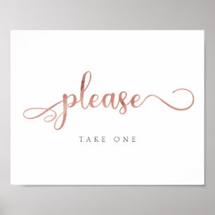 Affiche Veuillez en prendre une   Rose or Faveurs Mariage 