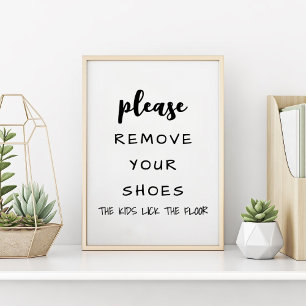 Affiche Veuillez Enlever Vos Chaussures Drôle Fermette