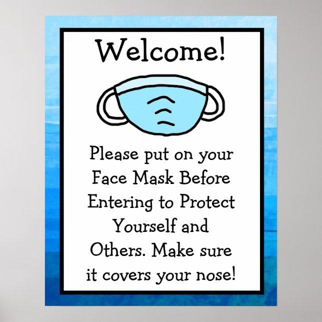 Affiche Veuillez Mettre Votre Signe Masque Visage (Devant)