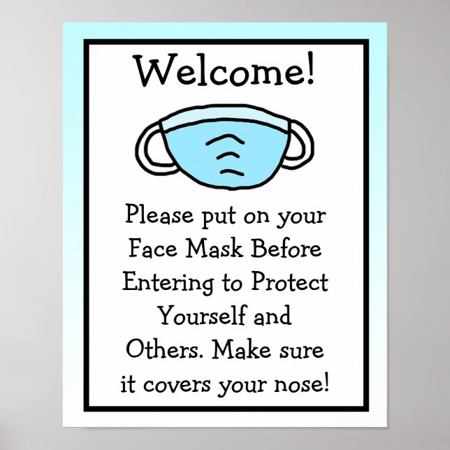 Affiche Veuillez Mettre Votre Signe Masque Visage (Devant)