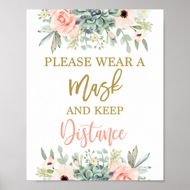 Affiche Veuillez porter un masque succulent signe (Devant)