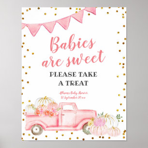 Affiche Veuillez prendre un gâteau citrouille camion rose
