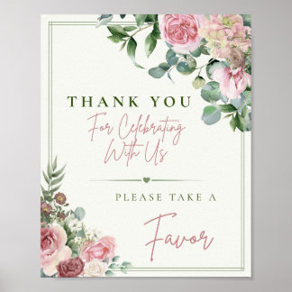 Affiche Veuillez prendre un panneau de faveur | Floral ros