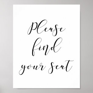 Affiche Veuillez trouver votre siège mariage signe