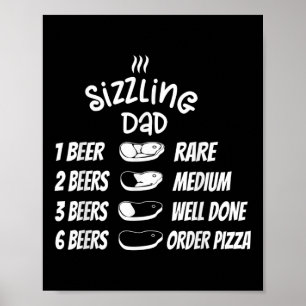 Affiche Viande de Papa Sizzling Bière Pizza Drôle Bbq