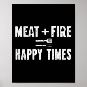 Affiche Viande Feu Moments Heureux Drôle Bbq Gril Fumoir B