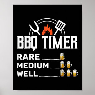 Affiche Viande Fumée Lover Bbq Timer Drôle Bière Boire Ba