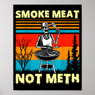Affiche Viande fumée vintage pas squelette drôle barbecue