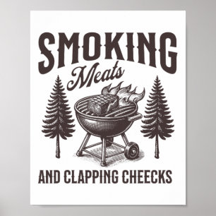 Affiche Viandes Fumées Et Joues De Clavardage Drôle Viande