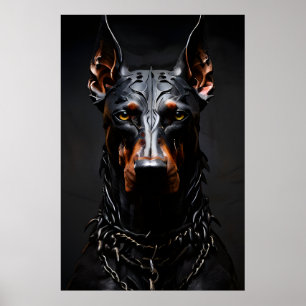 Affiche Vibe en acier Doberman Silhouette verticale