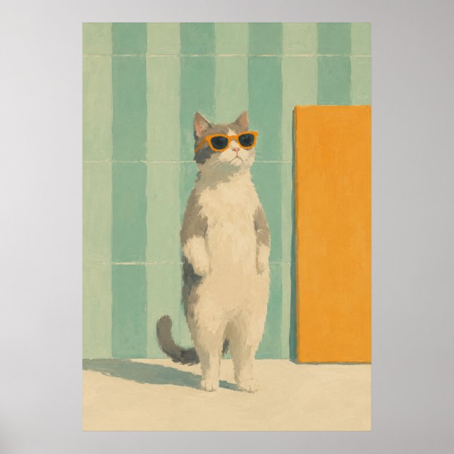 Affiche vibe estivale de chat cool (Devant)