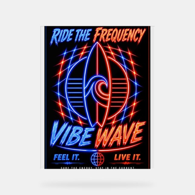 Affiche Vibe Wave Neon Surf – Rétro Aesthétique Sy (Recto)