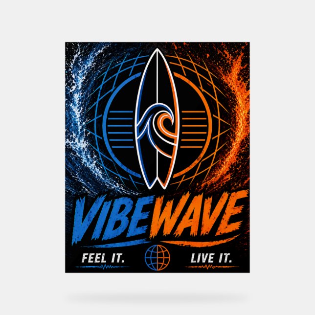 Affiche Vibe Wave Neon Surf – Rétro Aesthétique Sy (Recto)