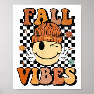 Affiche Vibes Automne Rétro Sourire Visage Automne Vibe