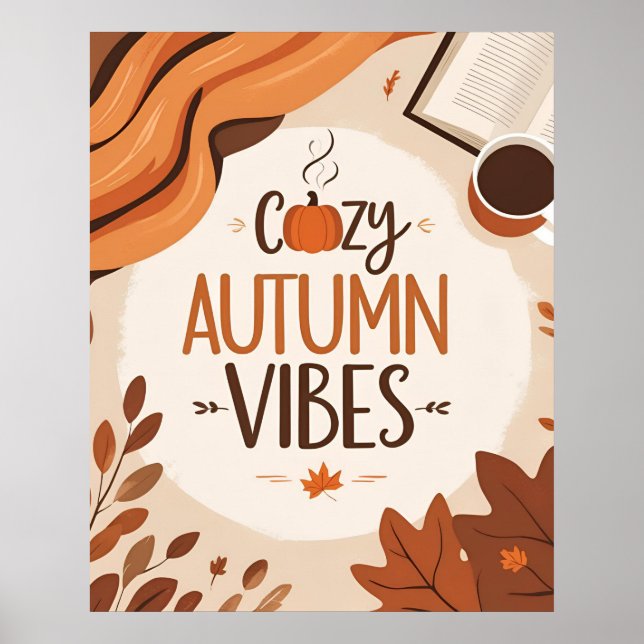 Affiche Vibes d'automne confortables - Design plat minimal (Devant)
