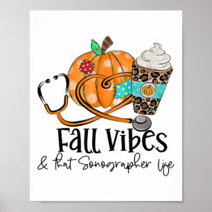 Affiche Vibes D'Automne Et Sonographe Citrouille De Vie Le