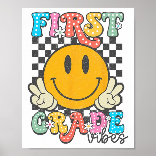 Affiche Vibes de 1re année Visage souriant rétro Enseignan (Devant)