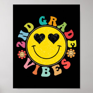 Affiche Vibes De 2E Année Joyeux Cadeau Visage Sourire Ret