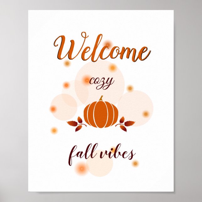 Affiche vibes de chute blanche citrouille orange (Devant)