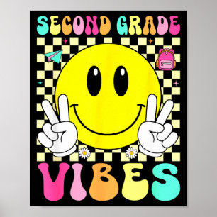 Affiche Vibes de deuxième année sourire rétro visage retou