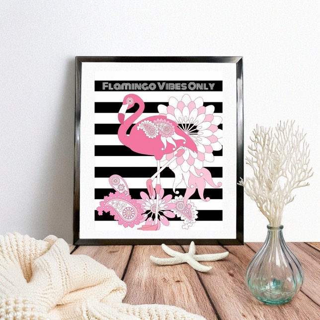 Affiche Vibes de Flamant Uniquement Flamant Rose Moderne e (Créateur téléchargé)