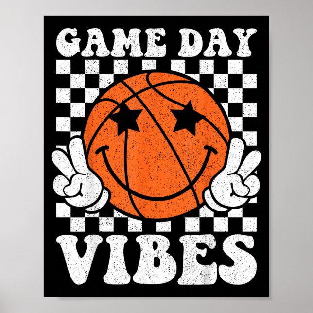 Affiche Vibes de jour de match Amoureux de baseball rétro  (Devant)