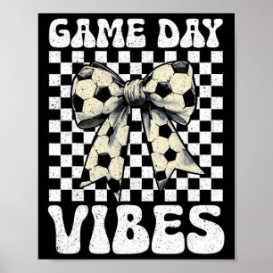 Affiche Vibes de jour de match Groovy Coquette Bow Footbal