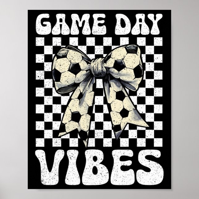 Affiche Vibes de jour de match Groovy Coquette Bow Footbal (Devant)