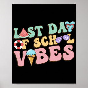 Affiche Vibes de la Dernière Journée d'École Été Rétro Ens